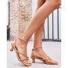 imageJuliet Holy Womens Strappy Sandals Kitten Heel Open Toe Slingback Ankle Strap Wedding Party Summer Heeled SandalsCamel