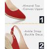 imageJuliet Holy Womens Wedge Sandals Espadrilles Closed Toe Slingback Buckle Strap Comfortable Casual Summer Wedges ShoesRed