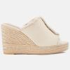 imageJuliet Holy Womens Wedge Sandals Peep Toe Denim Slip On Backless Espadrilles Platform Sandal ShoesBeige