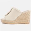imageJuliet Holy Womens Wedge Sandals Peep Toe Denim Slip On Backless Espadrilles Platform Sandal ShoesBeige