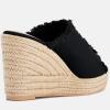 imageJuliet Holy Womens Wedge Sandals Peep Toe Denim Slip On Backless Espadrilles Platform Sandal ShoesBlack