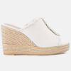 imageJuliet Holy Womens Wedge Sandals Peep Toe Denim Slip On Backless Espadrilles Platform Sandal ShoesWhite