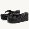 imageWomens Platform Wedge Slides Sandals Open Toe Slip on FlipFlops Comfort Summer Beach Casual Wedges ShoesBlack
