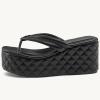 imageWomens Platform Wedge Slides Sandals Open Toe Slip on FlipFlops Comfort Summer Beach Casual Wedges ShoesBlack