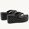 imageWomens Platform Wedge Slides Sandals Open Toe Slip on FlipFlops Comfort Summer Beach Casual Wedges ShoesBlack