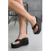 imageWomens Platform Wedge Slides Sandals Open Toe Slip on FlipFlops Comfort Summer Beach Casual Wedges ShoesBlack