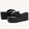 imageWomens Platform Wedge Slides Sandals Open Toe Slip on FlipFlops Comfort Summer Beach Casual Wedges ShoesBlack