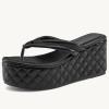 imageWomens Platform Wedge Slides Sandals Open Toe Slip on FlipFlops Comfort Summer Beach Casual Wedges ShoesBlack