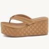 imageWomens Platform Wedge Slides Sandals Open Toe Slip on FlipFlops Comfort Summer Beach Casual Wedges ShoesBrown