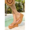 imageWomens Platform Wedge Slides Sandals Open Toe Slip on FlipFlops Comfort Summer Beach Casual Wedges ShoesBrown