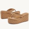 imageWomens Platform Wedge Slides Sandals Open Toe Slip on FlipFlops Comfort Summer Beach Casual Wedges ShoesBrown