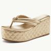imageWomens Platform Wedge Slides Sandals Open Toe Slip on FlipFlops Comfort Summer Beach Casual Wedges ShoesGold