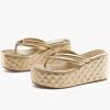 imageWomens Platform Wedge Slides Sandals Open Toe Slip on FlipFlops Comfort Summer Beach Casual Wedges ShoesGold