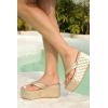 imageWomens Platform Wedge Slides Sandals Open Toe Slip on FlipFlops Comfort Summer Beach Casual Wedges ShoesGold