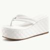 imageWomens Platform Wedge Slides Sandals Open Toe Slip on FlipFlops Comfort Summer Beach Casual Wedges ShoesWhite