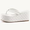 imageWomens Platform Wedge Slides Sandals Open Toe Slip on FlipFlops Comfort Summer Beach Casual Wedges ShoesWhite