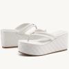 imageWomens Platform Wedge Slides Sandals Open Toe Slip on FlipFlops Comfort Summer Beach Casual Wedges ShoesWhite