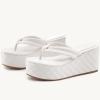 imageWomens Platform Wedge Slides Sandals Open Toe Slip on FlipFlops Comfort Summer Beach Casual Wedges ShoesWhite