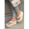 imageWomens Platform Wedge Slides Sandals Open Toe Slip on FlipFlops Comfort Summer Beach Casual Wedges ShoesWhite