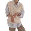 imageWomens V Neck Sweater Vest Oversized Sleeveless Loose Knit Tops Cable Sleeveless SweaterBeige