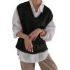 imageWomens V Neck Sweater Vest Oversized Sleeveless Loose Knit Tops Cable Sleeveless SweaterBlack