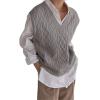 imageWomens V Neck Sweater Vest Oversized Sleeveless Loose Knit Tops Cable Sleeveless SweaterGrey