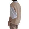 imageWomens V Neck Sweater Vest Oversized Sleeveless Loose Knit Tops Cable Sleeveless SweaterKhaki