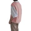 imageWomens V Neck Sweater Vest Oversized Sleeveless Loose Knit Tops Cable Sleeveless SweaterPink