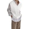 imageWomens V Neck Sweater Vest Oversized Sleeveless Loose Knit Tops Cable Sleeveless SweaterWhite