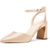 imageJuliet Holy Womens Closed Toe Heels Chunky Block Heel Ankle Strap Pumps Slingback Heeled SandalsApricot