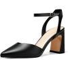 imageJuliet Holy Womens Closed Toe Heels Chunky Block Heel Ankle Strap Pumps Slingback Heeled SandalsBlack