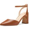 imageJuliet Holy Womens Closed Toe Heels Chunky Block Heel Ankle Strap Pumps Slingback Heeled SandalsBrown