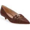 imageJuliet Holy Womens Kitten Heels Pointed Toe Pumps Slip On Buckle Strap Low Heel Comfort Wedding Dress ShoesDark Brown