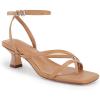 imageJuliet Holy Womens Strappy Sandals Kitten Heel Open Toe Slingback Ankle Strap Wedding Party Summer Heeled SandalsCamel