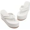 imageWomens Platform Wedge Slides Sandals Open Toe Slip on FlipFlops Comfort Summer Beach Casual Wedges ShoesWhite