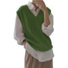 imageWomens V Neck Sweater Vest Oversized Sleeveless Loose Knit Tops Cable Sleeveless SweaterGreen