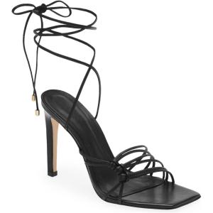 imageJuliet Holy Womens Lace Up Heeled Sandals Square Open Toe Stiletto Heels Strappy Summer Dressy ShoesBlack