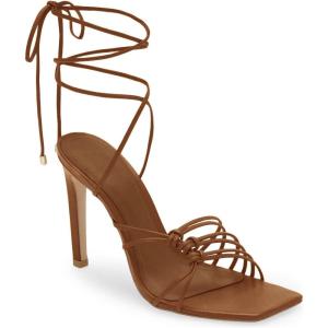 imageJuliet Holy Womens Lace Up Heeled Sandals Square Open Toe Stiletto Heels Strappy Summer Dressy ShoesBrown