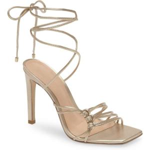 imageJuliet Holy Womens Lace Up Heeled Sandals Square Open Toe Stiletto Heels Strappy Summer Dressy ShoesGold