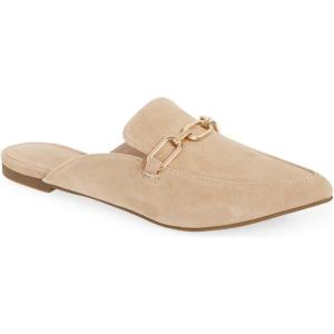 imageJuliet Holy Womens Mules Pointed Toe Flats Chain Buckle Slip on Backless Loafers Slides Apricot