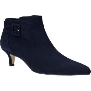 imageJuliet Holy Womens Pointed Toe Ankle Boots Kitten Heels Faux Suede Booties Side Zipper Dress ShoesNavy