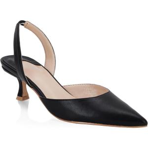imageJuliet Holy Womens Pumps Shoes Pointed Toe Slip on Slingback Elastic Strap Classic Kitten HeelsCool Black