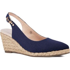 imageJuliet Holy Womens Wedge Sandals Espadrilles Closed Toe Slingback Buckle Strap Comfortable Casual Summer Wedges ShoesNavy