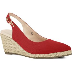 imageJuliet Holy Womens Wedge Sandals Espadrilles Closed Toe Slingback Buckle Strap Comfortable Casual Summer Wedges ShoesRed