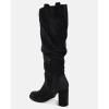 imageJuliet Holy Womens Knee High Boots Chunky Block Heel Wide Calf Round Toe Side Zipper Fashion Dress BootBlack