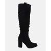 imageJuliet Holy Womens Knee High Boots Chunky Block Heel Wide Calf Round Toe Side Zipper Fashion Dress BootBlack