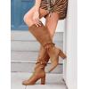 imageJuliet Holy Womens Knee High Boots Chunky Block Heel Wide Calf Round Toe Side Zipper Fashion Dress BootDark Brown
