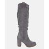 imageJuliet Holy Womens Knee High Boots Chunky Block Heel Wide Calf Round Toe Side Zipper Fashion Dress BootGrey