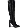 imageJuliet Holy Womens Pointed Toe Kneehigh Boot Wide Calf Chunky Block Side Zipper Gogo BootsBlack
