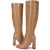 imageJuliet Holy Womens Pointed Toe Kneehigh Boot Wide Calf Chunky Block Side Zipper Gogo BootsDark Brown